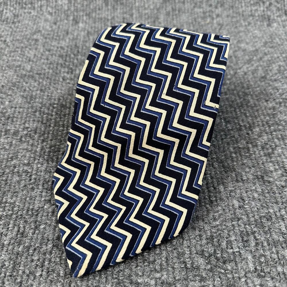 RARE Polo Ralph Lauren Men's Blue Chevron Neck Tie Academia Prep Vintage 90s Y2K